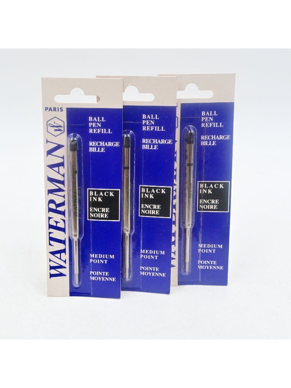 Waterman Ballpoint Pen Refill Black Medium Point Ink Vintage Bundle Of 3
